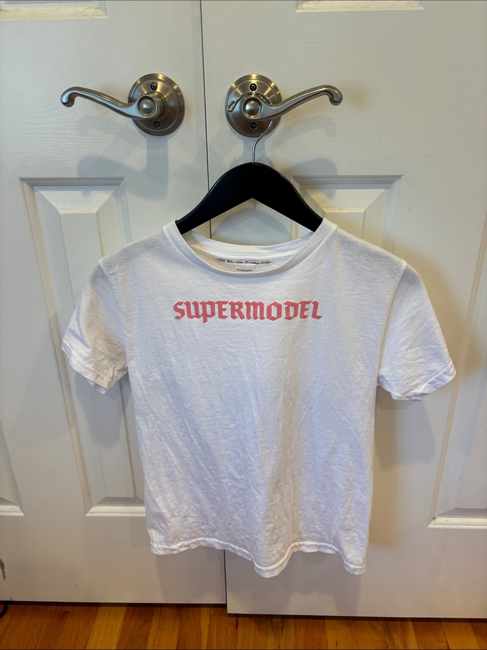 White Short-Sleeve 'SUPERMODEL' Graphic Tee - Pink Lettering